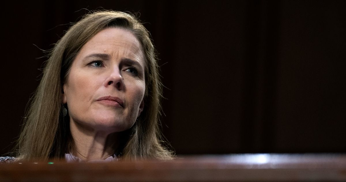 Supreme Court nominee Amy Coney Barrett testifies before the Senate Judiciary Committee on the third day of her confirmation hearings on Capitol Hill on Oct. 14, 2020, in Washington, D.C.