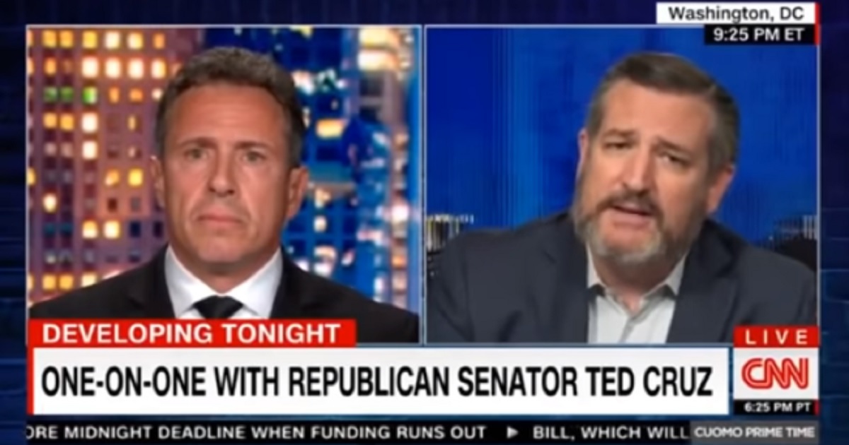 CNN host Chris Cuomo, left; and Sen. Ted Cruz, right.