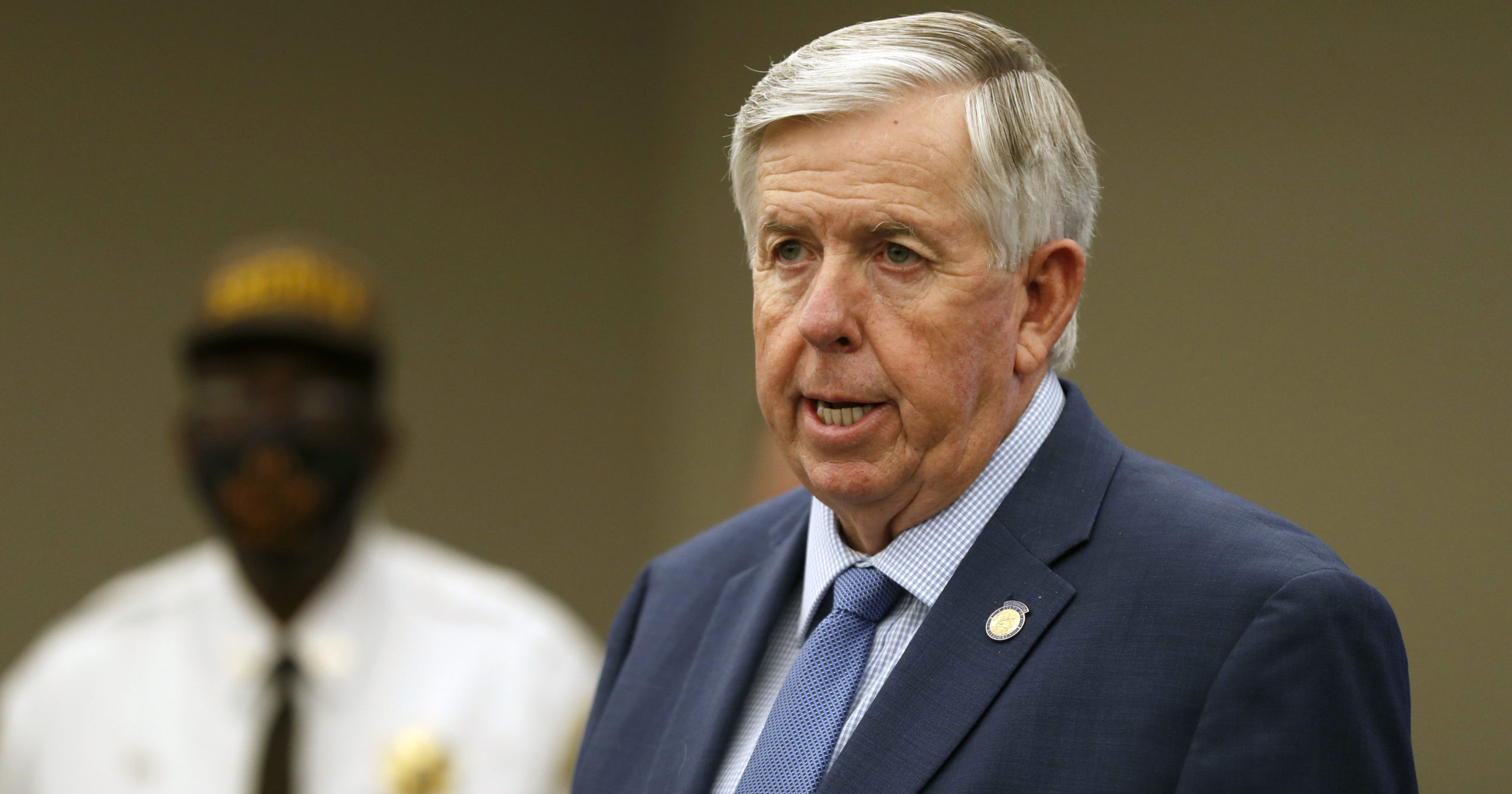 In this Aug. 6, 2020, file photo, Missouri Gov. Mike Parson speaks during a news conference in St. Louis.