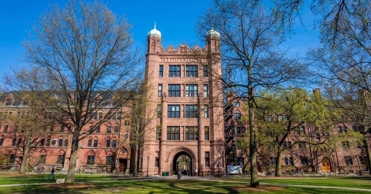 A building is seen on the campus of Yale University in this stock image.