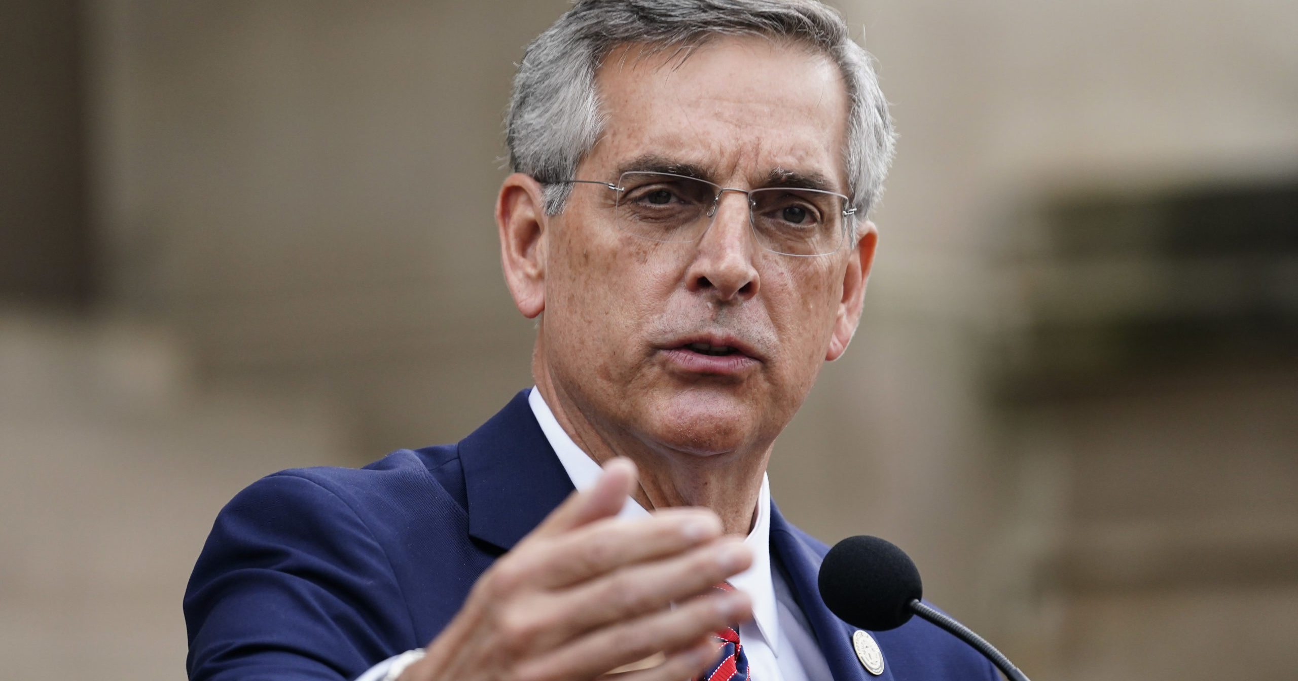 Georgia Secretary of State Brad Raffensperger speaks during a news conference on Nov. 11, 2020, in Atlanta.