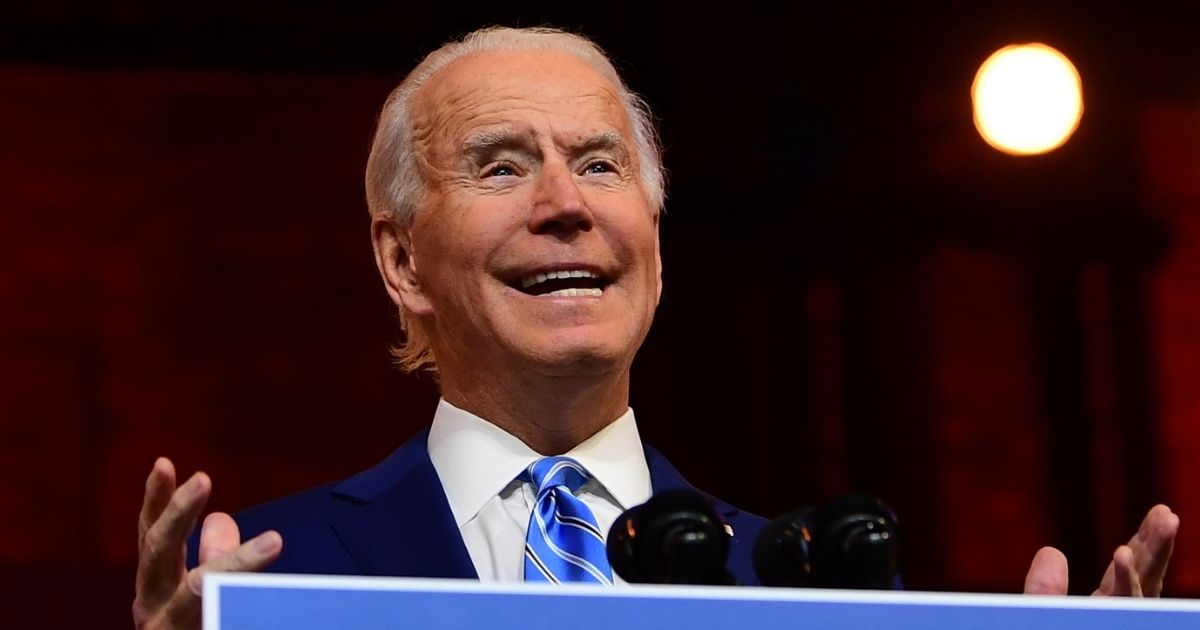 Democrat Joe Biden delivers a Thanksgiving address at the Queen Theatre in Wilmington, Delaware. 