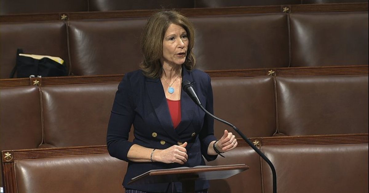 Democratic Rep. Cheri Bustos speaks on the floor of the House of Representatives at the U.S. Capitol in Washington on April 23, 2020.