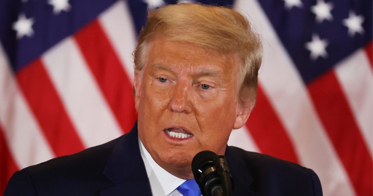 President Donald Trump speaks about the election results in the East Room of the White House early Wednesday morning.