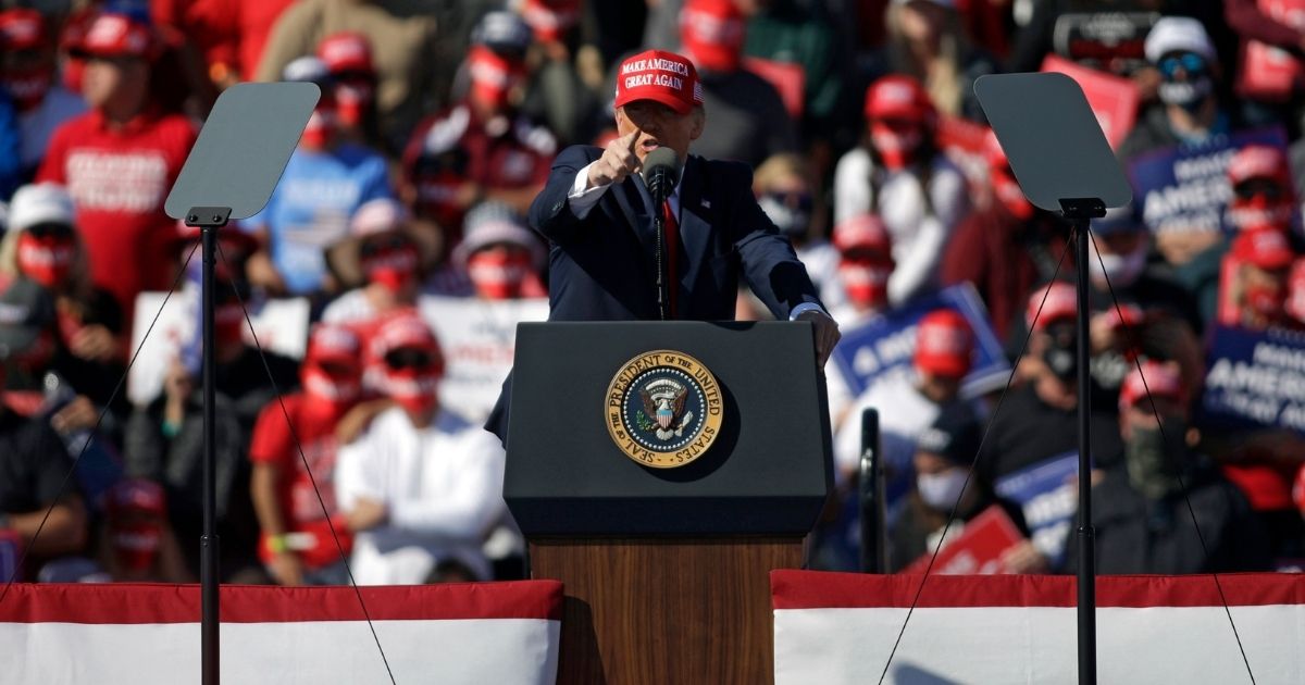President Donald Trump speaks during a campaign rally on Oct. 28, 2020, in Bullhead City, Arizona.