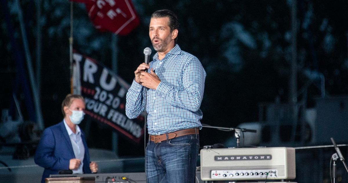 Donald Trump Jr. speaks during the Trump 2020 rally on Sept. 14 in Harrison, Michigan.