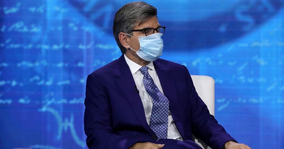 ABC News Chief Anchor George Stephanopoulos prepares for a town hall format meeting with Democratic presidential nominee Joe Biden at the National Constitution Center October 15, 2020 in Philadelphia.