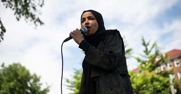 Democratic Minnesota Rep. Ilhan Omar speaks to a crowd gathered for a march to defund the Minneapolis Police Department on June 6, 2020, in Minneapolis, Minnesota.