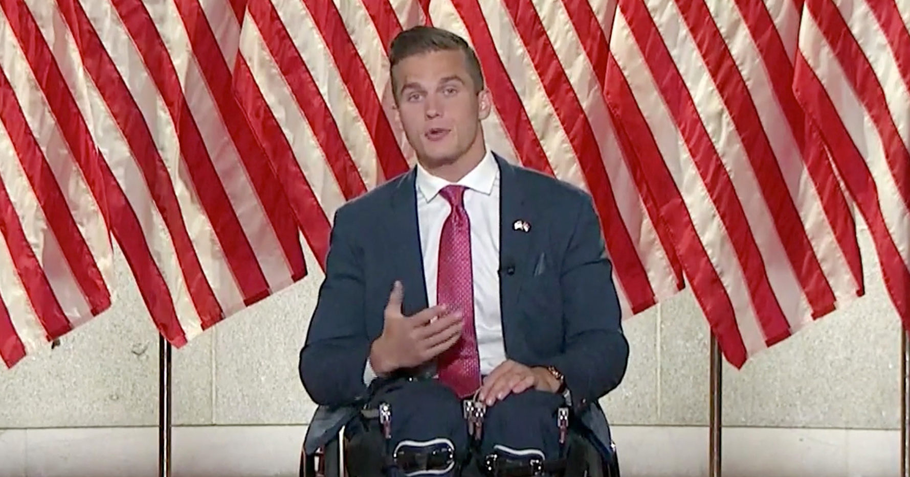 Madison Cawthorn, now a Republican representative-elect from North Carolina, addresses the virtual Republican National Convention on Aug. 26, 2020.