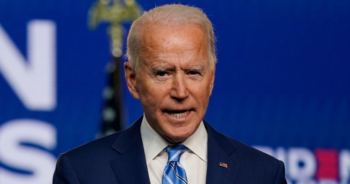 Democratic presidential candidate Joe Biden speaks Wednesday in Wilmington, Delaware.
