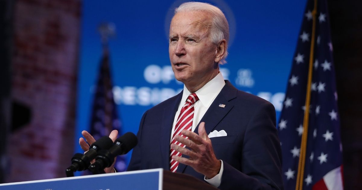 Joe Biden delivers remarks about the U.S. economy during a news briefing at the Queen Theater on Monday in Wilmington, Delaware.