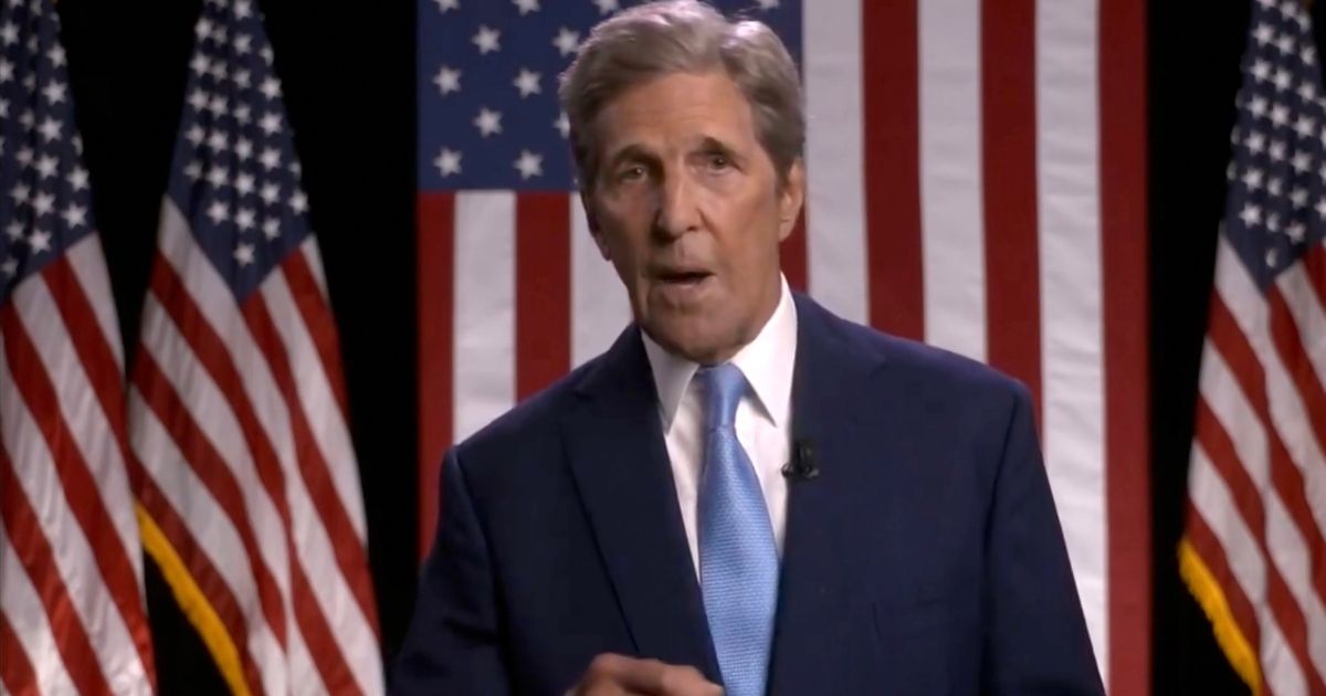 In this screenshot from the DNCC’s livestream of the 2020 Democratic National Convention, Former U.S. Secretary of State John Kerry addresses the virtual convention on Aug. 18.