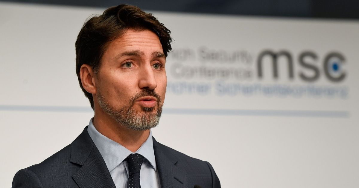 Canada's Prime Minister Justin Trudeau addresses a media conference in Munich, Germany, on Feb. 14.