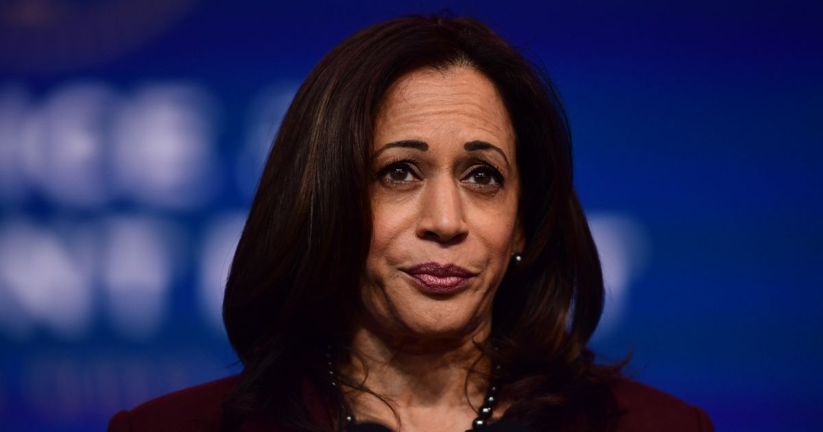 Presumptive vice president-elect Kamala Harris speaks at the Queen Theatre in Wilmington, Delaware, on Tuesday.