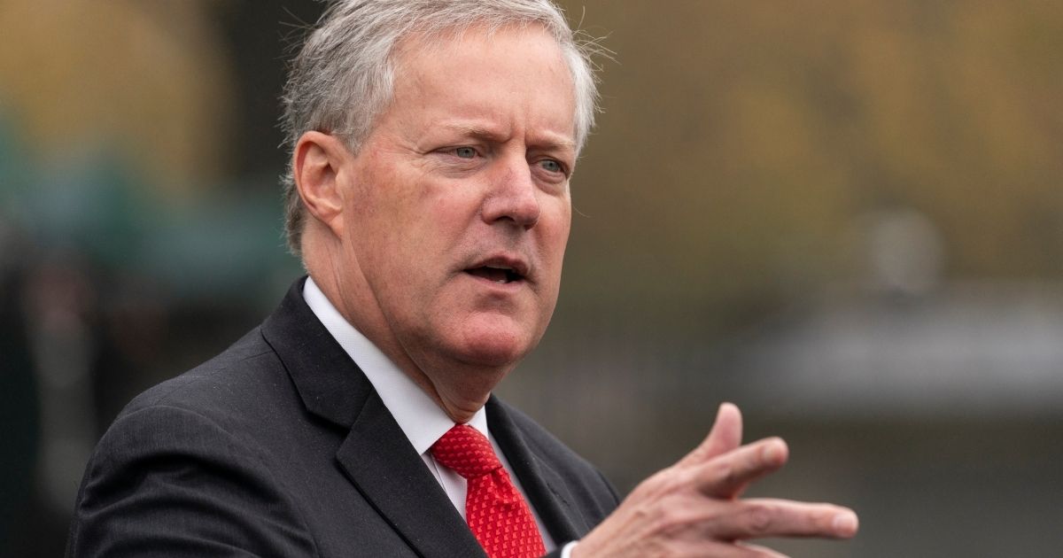 White House Chief of Staff Mark Meadows speaks with reporters at the White House on Oct. 21, 2020, in Washington.