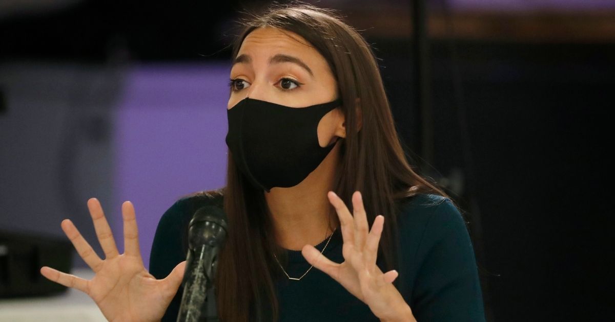 Democratic Rep. Alexandria Ocasio-Cortez makes a point during a debate June 17 in the Bronx borough of New York.