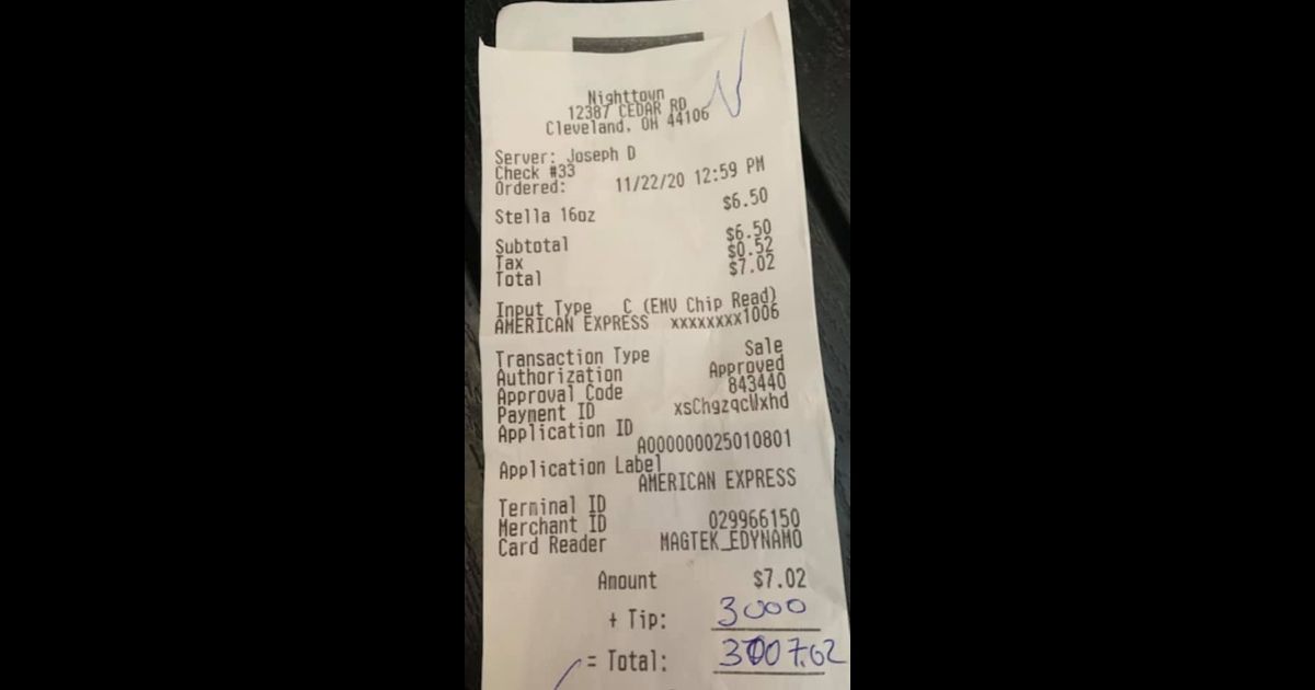 A customer left a $3,000 tip for a single beer as a restaurant voluntarily closed because of the COVID-19 pandemic.