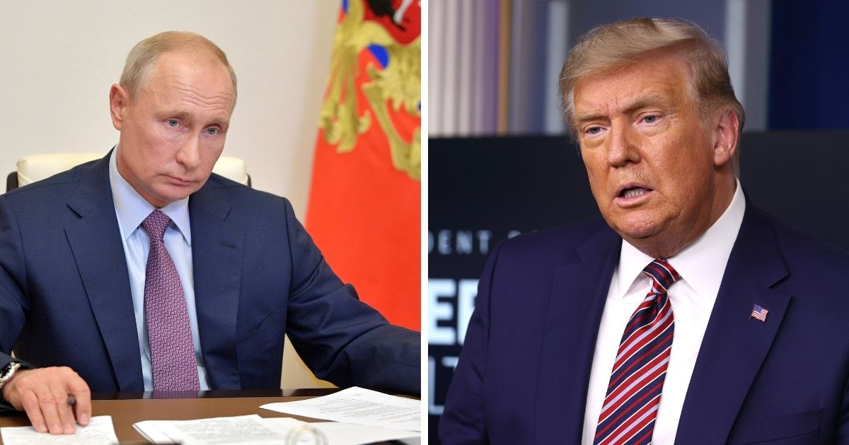 The United States announced on Sunday that it has left a treaty that allowed Russia to conduct unarmed, reconnaissance flights over the U.S. The above photos show Russian President Vladimir Putin, left, and President Donald Trump, right.