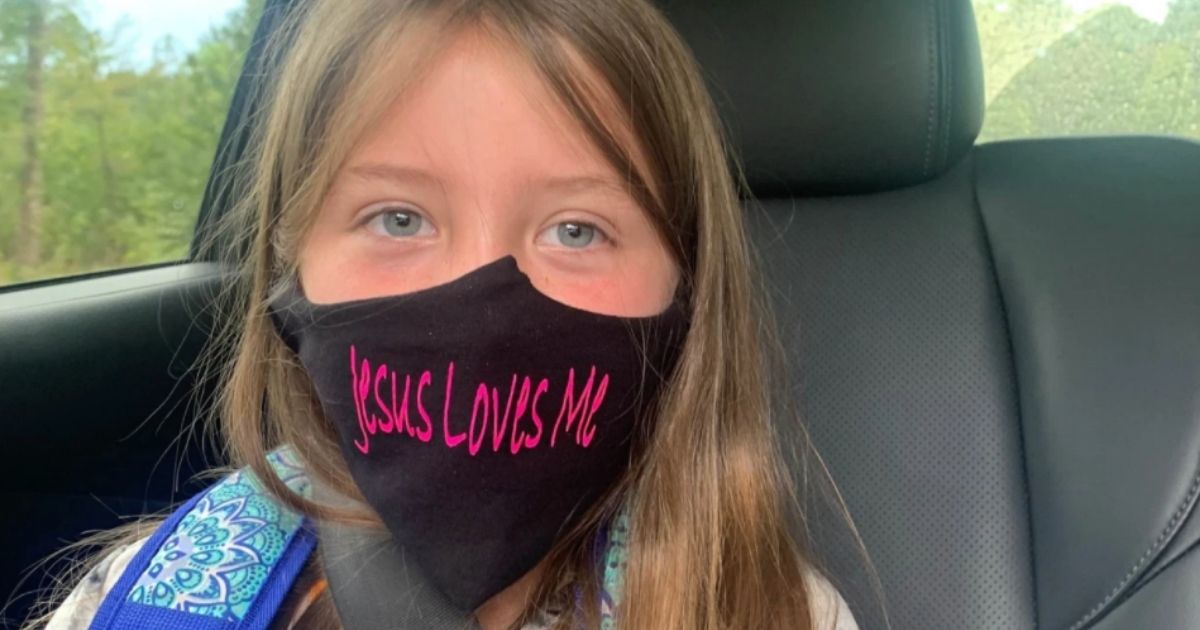 Third-grader Lydia Booth was wearing this mask at her Mississippi elementary school in October 2020 when her principal told her she needed to remove it.