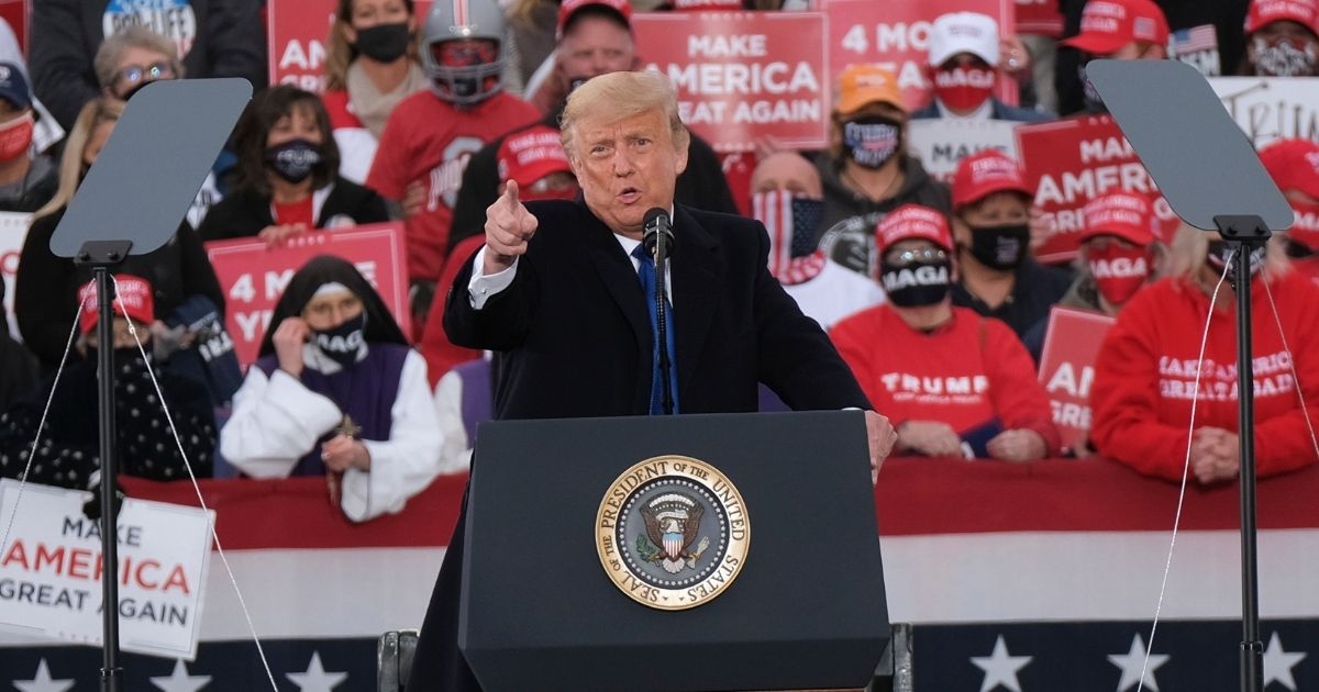 President Donald Trump speaks to supporters during a campaign stop in Circleville, Ohio, on Oct. 24.