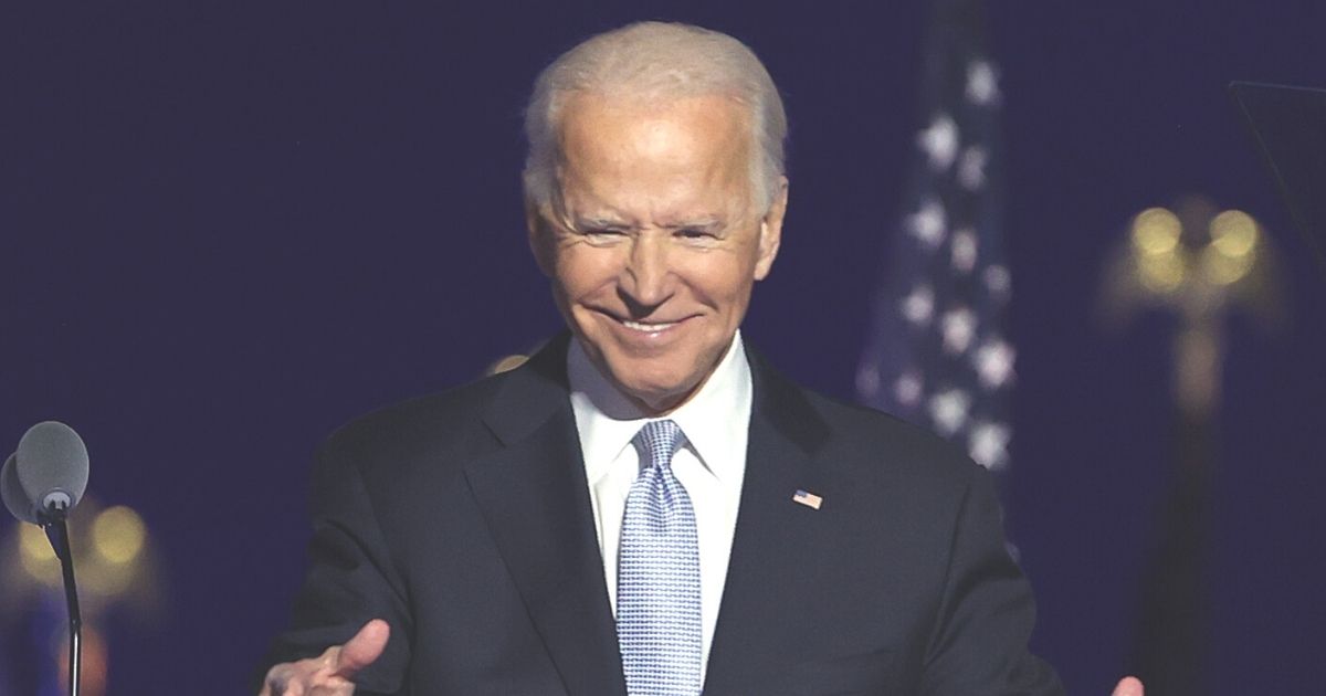 Former Vice President Joe Biden addresses supporters on Saturday at the Chase Center in Wilmington, Delaware.