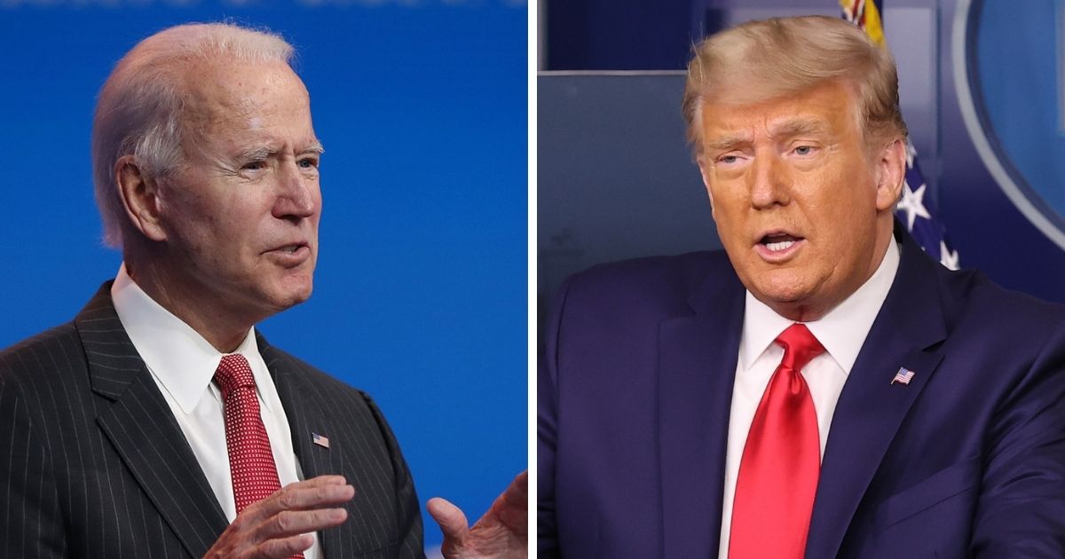 Former Vice President Joe Biden, left; President Donald Trump, right.