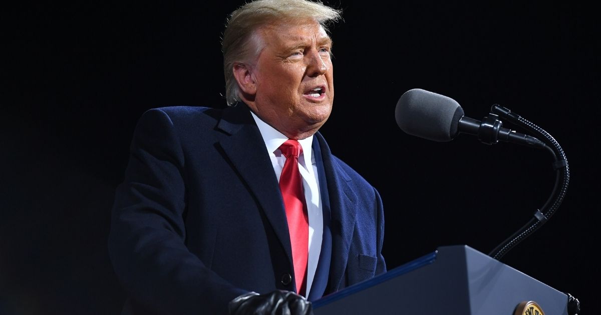 President Donald Trump speaks during a rally at Williamsport Regional Airport in Montoursville, Pennsylvania, on Oct. 31, 2020.