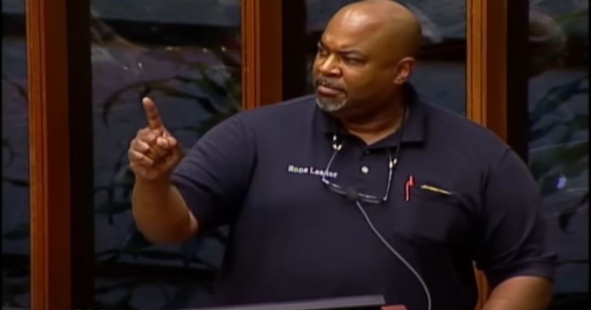 Saying 'You want to turn around and restrict my right -- Constitutional right' -- to own a gun, Mark Robinson, a private citizen at the time, addresses the Greensboro (North Carolina) City Council in 2018.