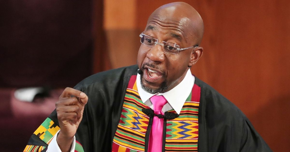 The Rev. Raphael G. Warnock delivers the eulogy during Rayshard Brooks' funeral at Ebenezer Baptist Church in Atlanta on June 23.