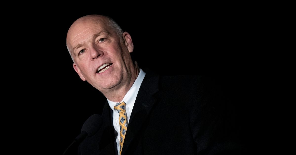 Greg Gianforte speaks during the US Capitol Christmas tree lighting ceremony on Capitol Hill on Dec. 6, 2017, in Washington, D.C.