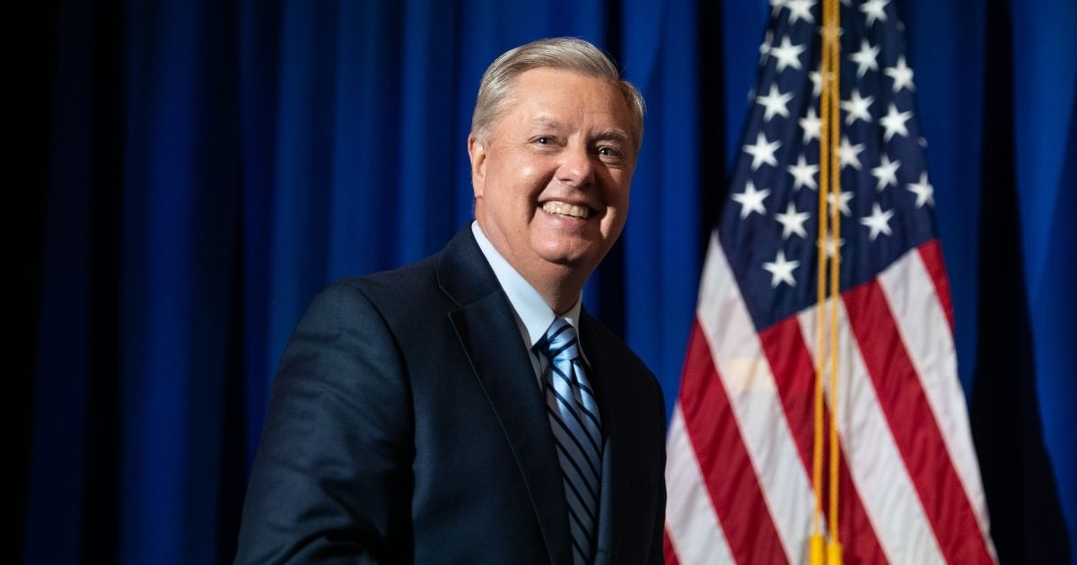 Incumbent candidate Sen. Lindsey Graham of South Carolina walks on stage during his election night party on Nov. 3, 2020, in Columbia, South Carolina. Graham defeated Democratic candidate Jaime Harrison.