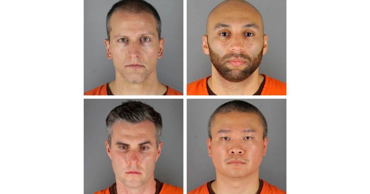Clockwise from top left, this image shows the mug shots of Derek Chauvin, J. Alexander Keung, Tou Thao and Thomas Lane, former Minneapolis police officers charged in the death of George Floyd.