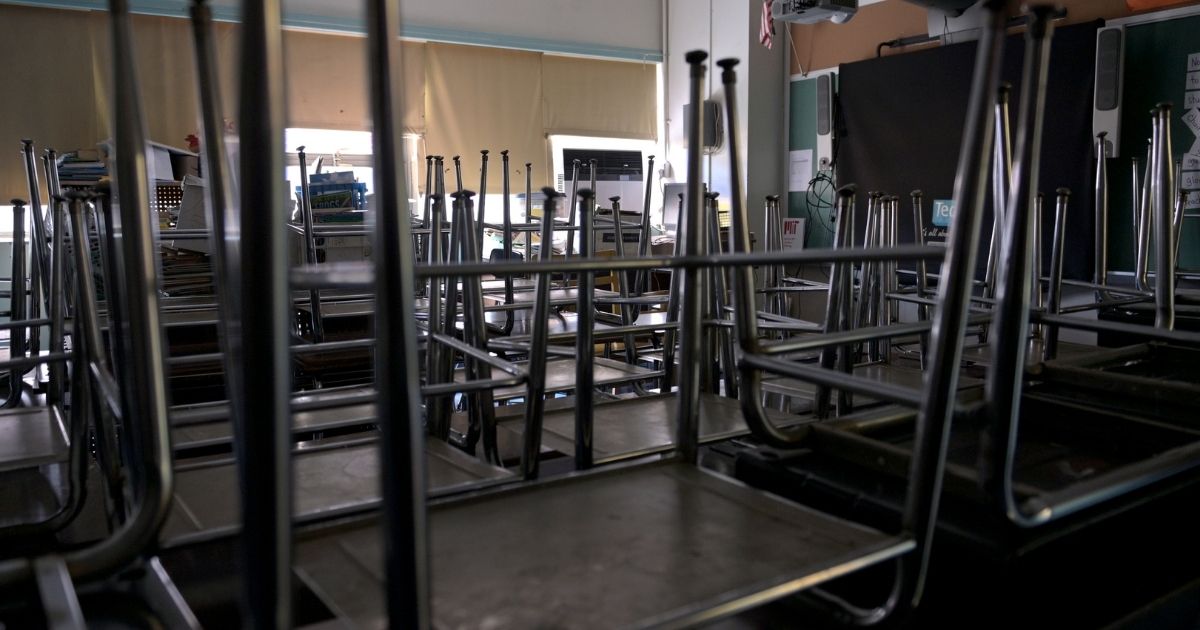 A classroom sits empty on Nov. 19, 2020, at Yung Wing School in New York City.