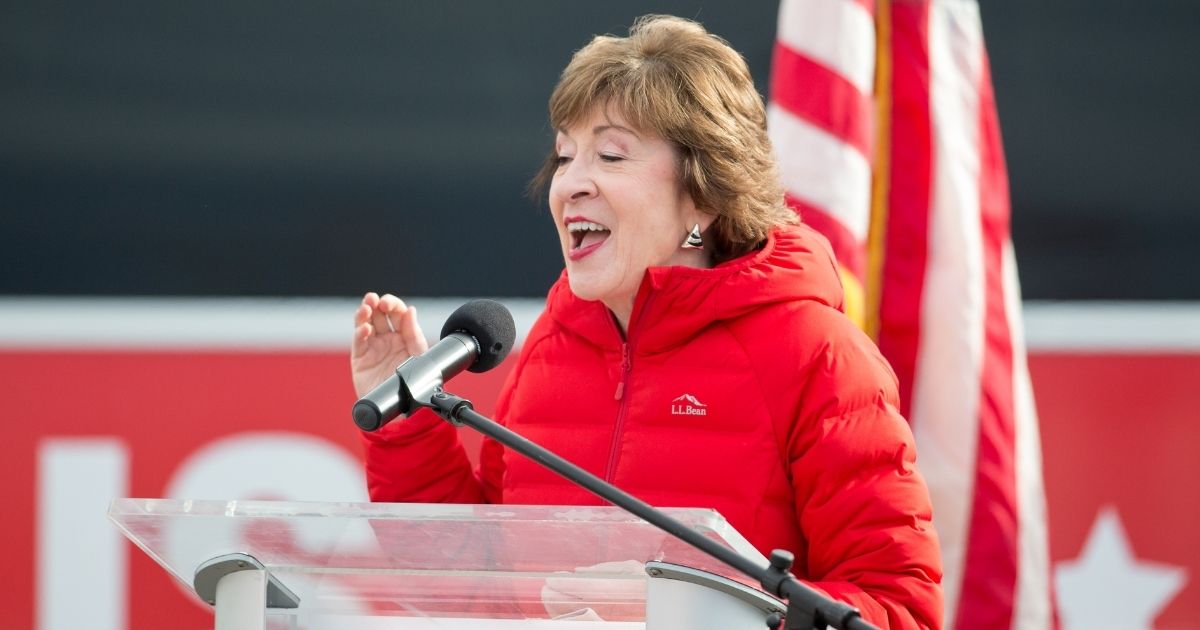 Sen. Susan Collins of Maine announces that her competitor conceded on Nov. 4, 2020, in Bangor, Maine.