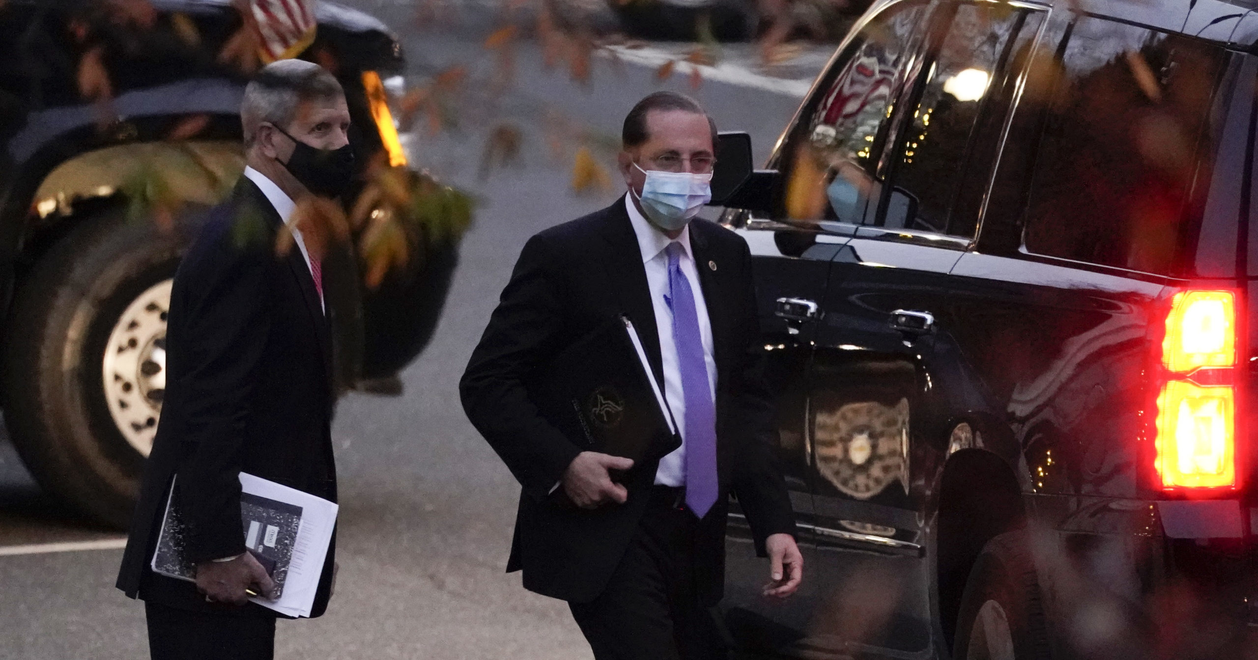 Health and Human Services Secretary Alex Azar leaves the White House on Dec. 1, 2020, in Washington, D.C.
