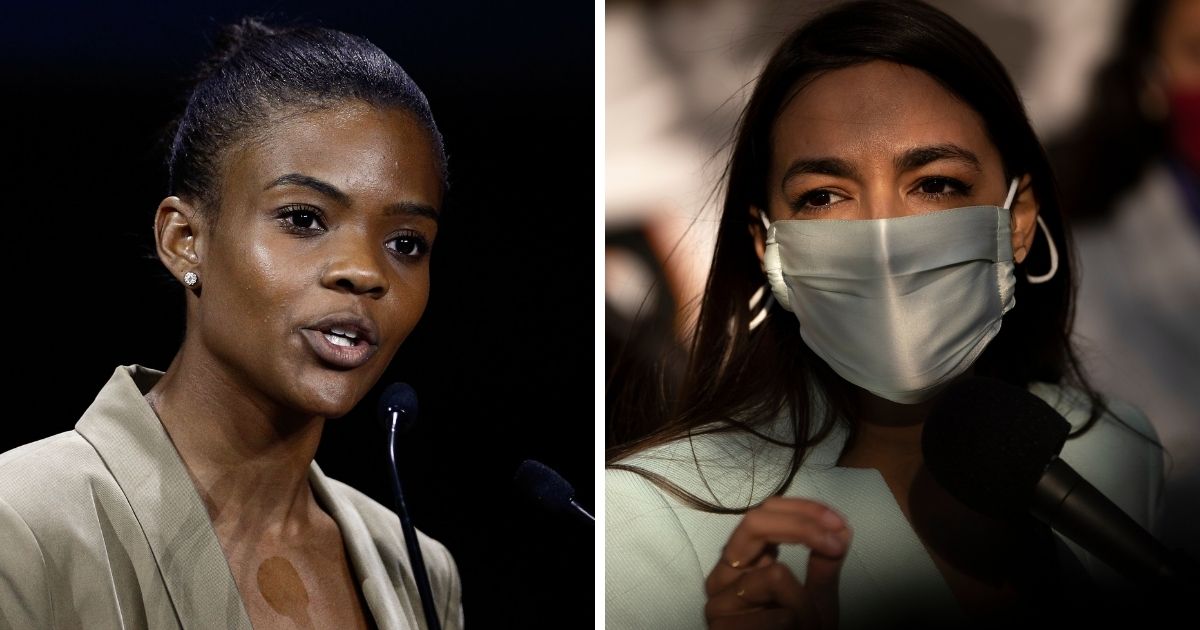 Democratic Rep. Alexandria Ocasio-Cortez, right, and Republican political commentator Candace Owens, left, both actually agreed that the recent coronavirus spending bill passed by Congress was a disaster.