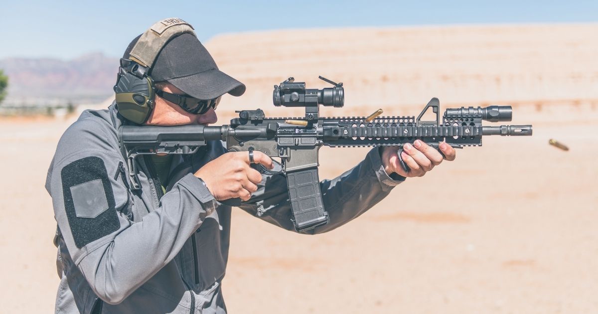 A sportsman shoots an AR-15 in the stock image above.