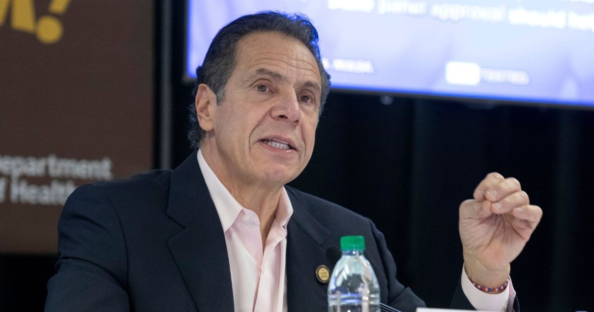 In this Nov. 25, 2020, photo provided by the Office of Governor Andrew Cuomo, Cuomo speaks in Rochester, New York.