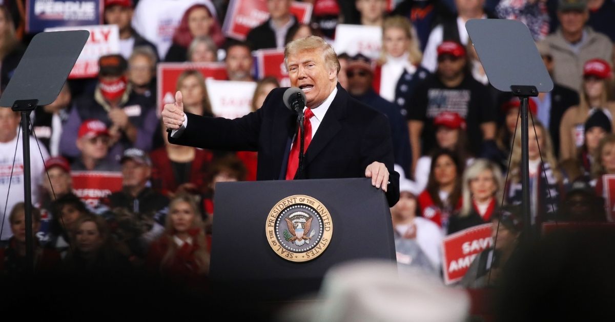 President Donald Trump attends a rally in support of Republican Sens. David Perdue and Kelly Loeffler on Saturday in Valdosta, Georgia