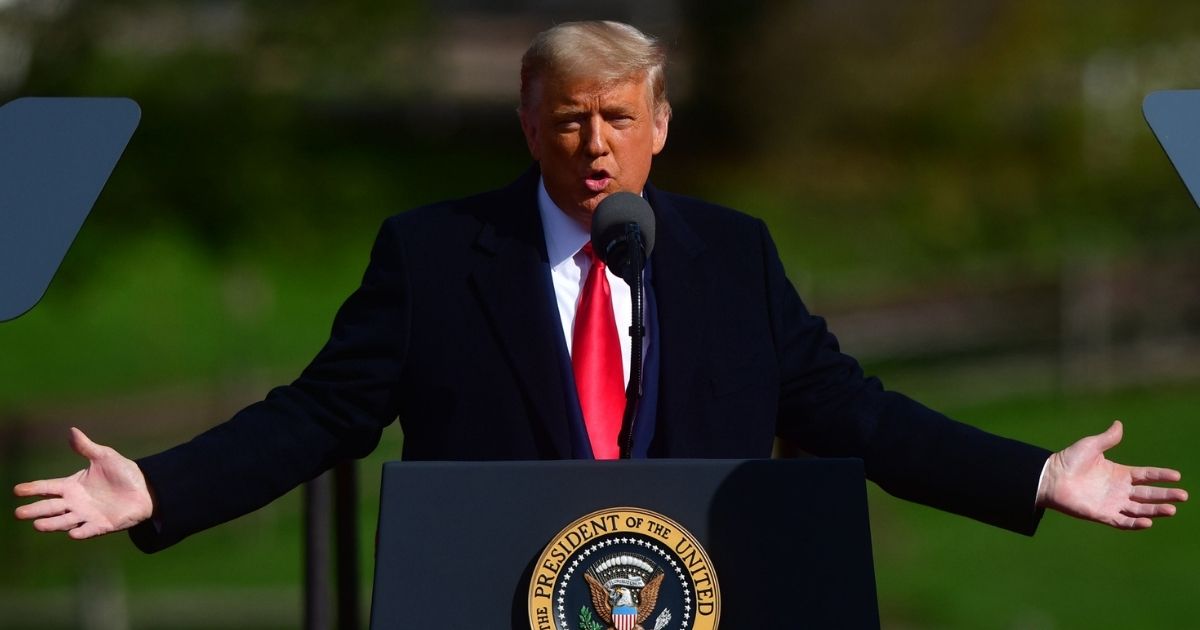 President Donald Trump addresses supporters during a rally on Oct. 31, 2020, in Newtown, Pennsylvania.