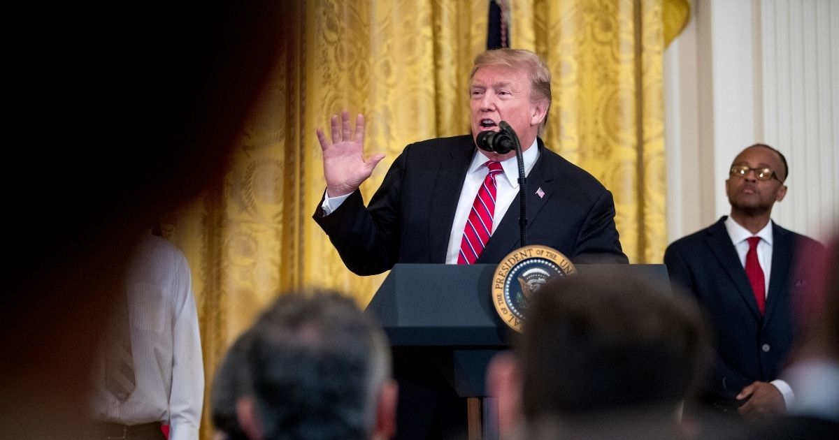 President Donald Trump speaks at the 2019 Prison Reform Summit and First Step Act Celebration in the East Room of the White House in Washington on April 1, 2019.