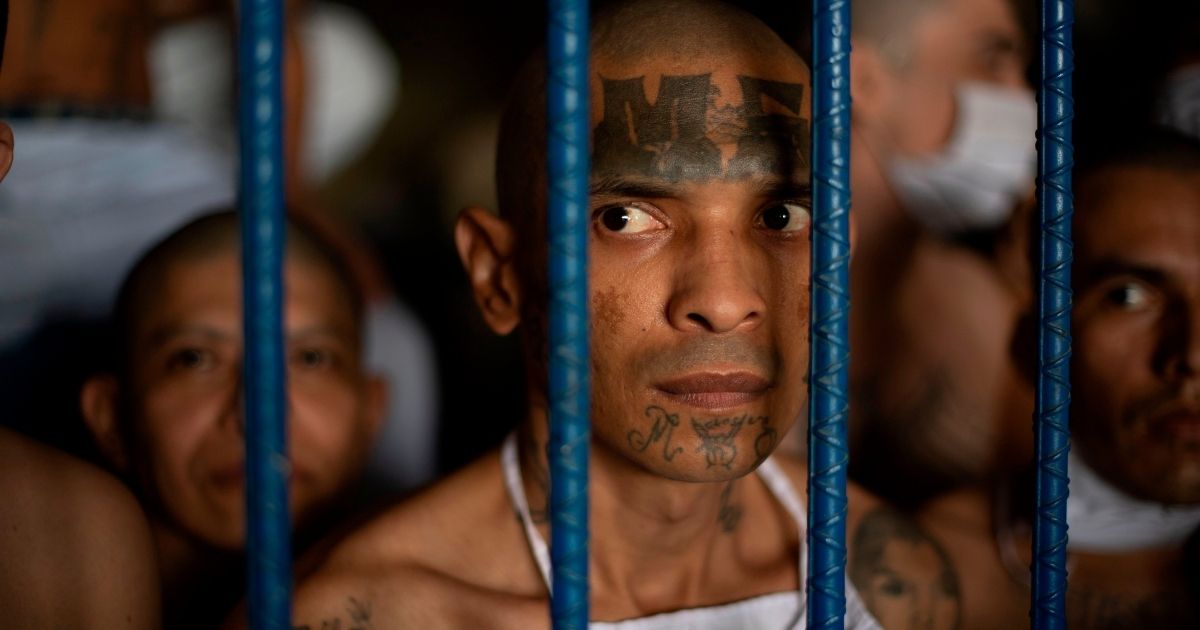 Members of the MS-13 and 18 gangs remain inside their cells at the maximum security prison in Izalco, Sonsonate, El Salvador, on Sept. 4, 2020.
