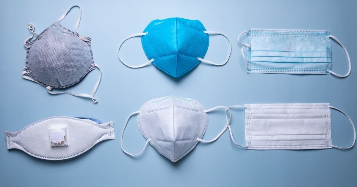 The above stock photo shows different types of protective face masks.