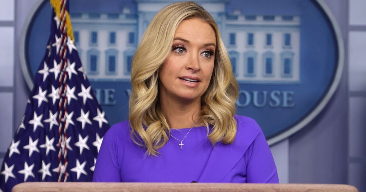 White House press secretary Kayleigh McEnany speaks during a news conference Tuesday at the White House in Washington.