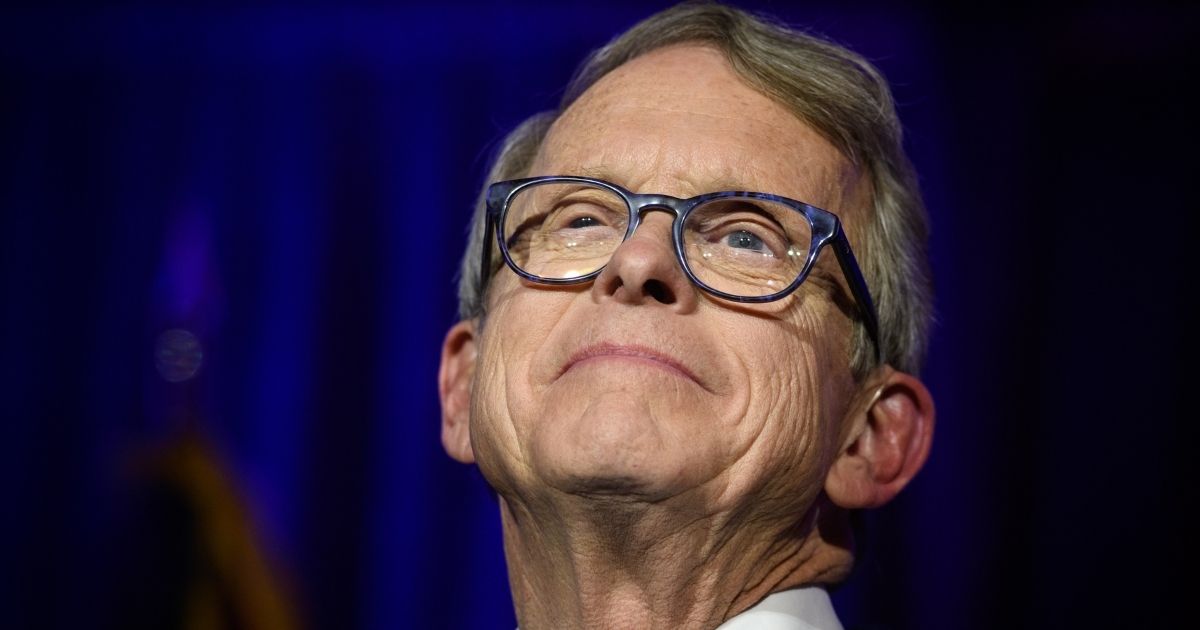 Mike DeWine gives his victory speech after winning the Ohio gubernatorial race at the Sheraton Capitol Square in Columbus on Nov. 6, 2018.
