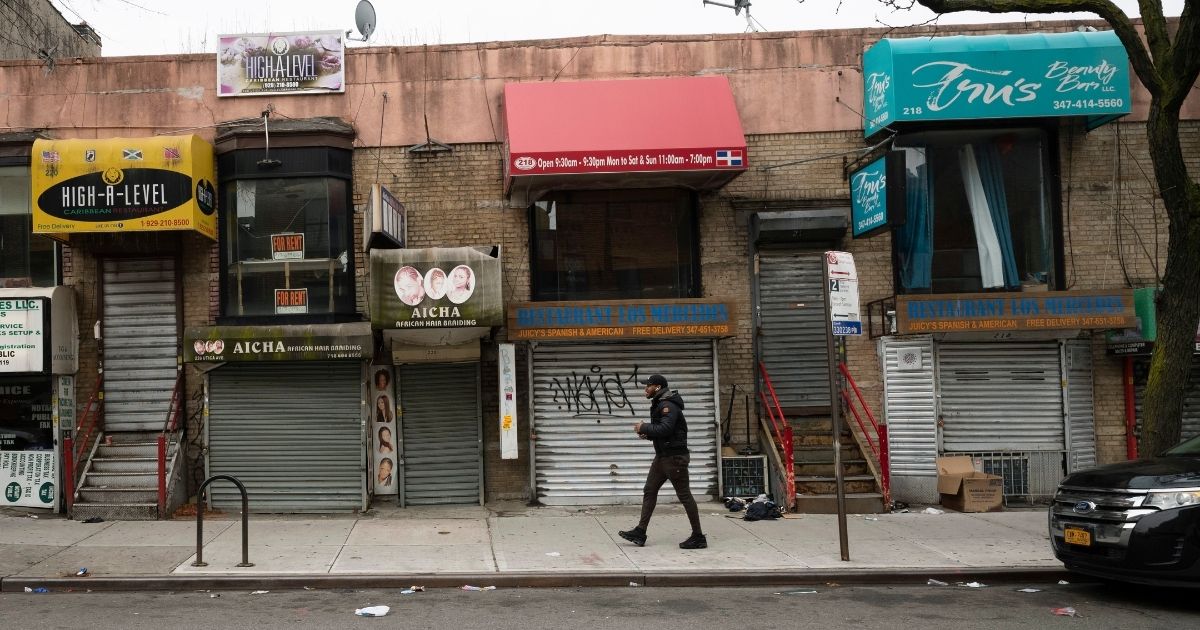 Small businesses in the Crown Heights neighborhood of Brooklyn are seen shuttered April 8 by New York coronavirus lockdown orders.