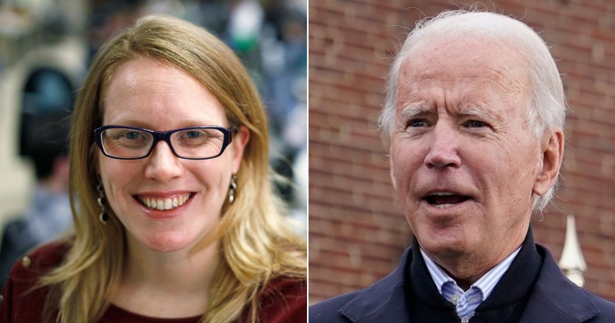 Jen O'Malley Dillon, left, and Joe Biden, right.