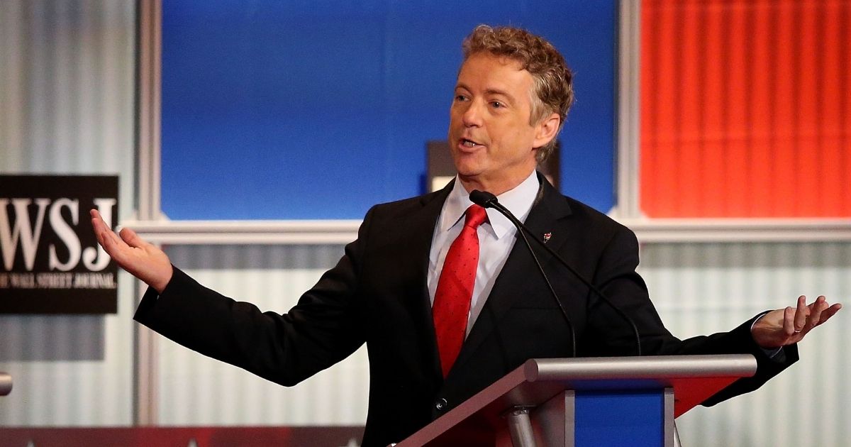 Republican Sen. Rand Paul speaks during the Republican Presidential Debate at the Milwaukee Theatre on Nov. 10, 2015, in Milwaukee, Wisconsin.