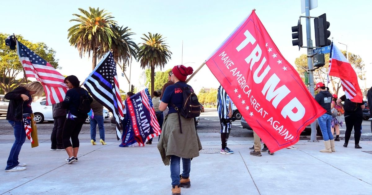 Supporters of President Donald Trump hold a rally on Veteran's Day in Los Angeles on Nov. 11, 2020.