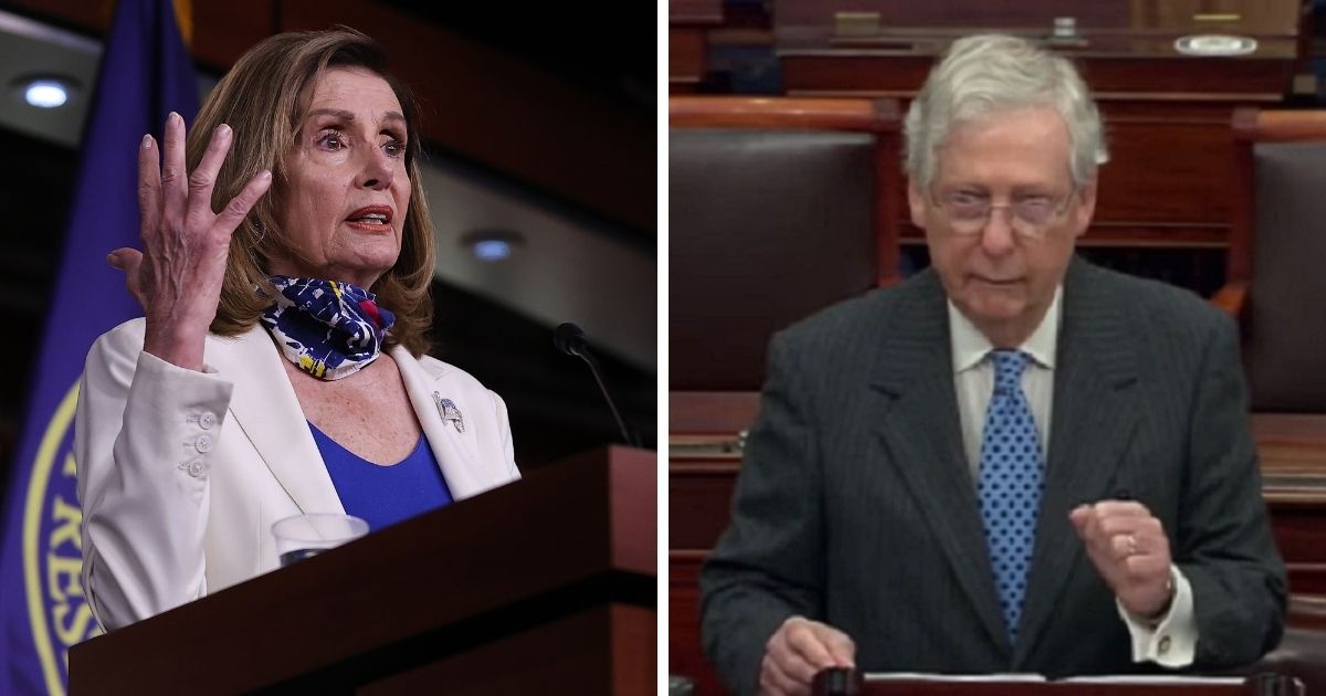 House Speaker Nancy Pelosi, left; and Senate Majority Leader Mitch McConnell, right.